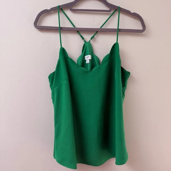 J. Crew Scallop Trim Racerback Cami Blouse - Picture 2 of 9